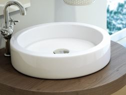 Washbasin, Ø 450 mm, in white ceramic - CIRCUS