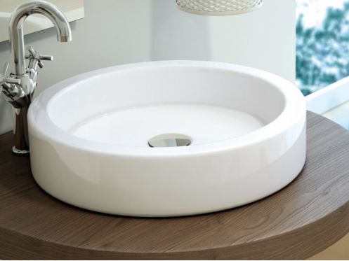 Washbasin, � 450 mm, in white ceramic - CIRCUS