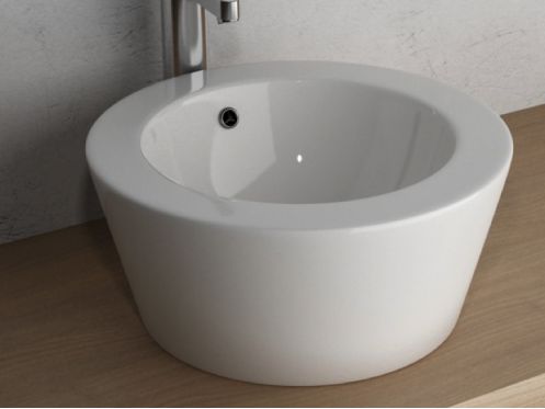 Washbasin, � 460 mm, in white ceramic - MENFIS