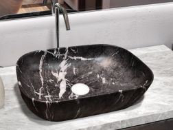 Washbasin 460 x 325 mm, in decorated ceramic - ORTA BLACK