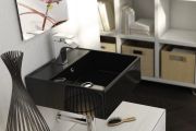 Washbasin 410 x 410 mm, ceramic, wall-hung - LIBRA BLACK