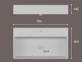 Washbasin 750 x 420 mm, ceramic, wall-hung - GEMINI