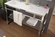 Mounting bracket, on foot, for vanity top, with towel rail - SEVILLA