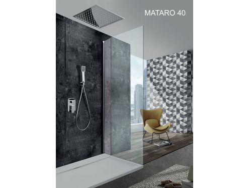 Built-in shower, built-in mixer and ceiling light 40 x 40 cm, rain effect - MATARO 40
