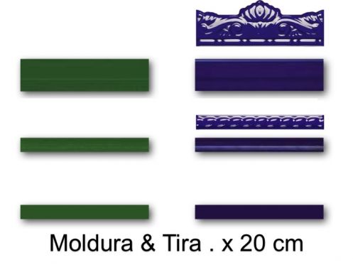 Moldura and Tira 20 cm - wall tile, in the Oriental style.