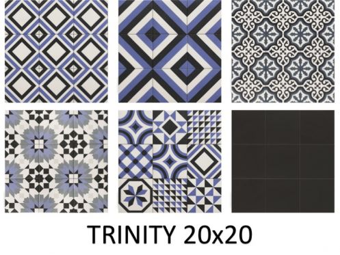 TRINITY BLU  20x20 - Tiles, cement tile look - SERIE THE THREE CAPITALS - MAINZU