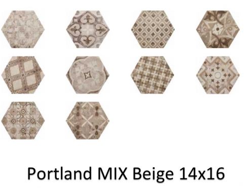 Portland Beige 14x160 cm - Floor tiles, hexagonal, porcelain stoneware