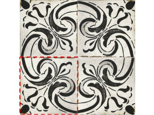 NOLITA 15x15 cm - Floor tiles, traditional black and white patterns