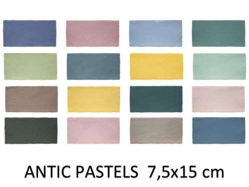 ANTIC PASTELS 7,5x15 cm - Wall tiles, rustic rectangle, pastel colors