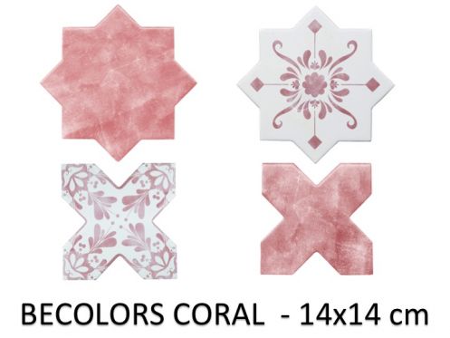 BECOLORS 14x14 cm, CORAL - floor and wall tiles, Oriental style.