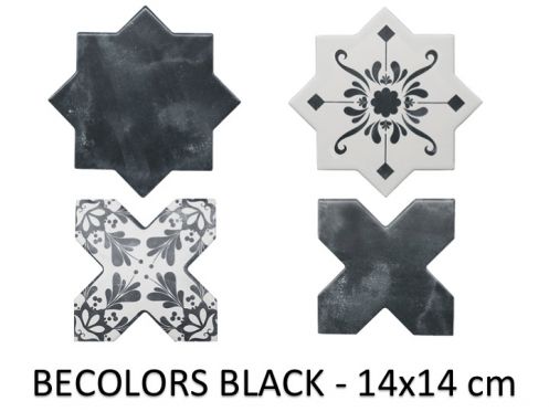 BECOLORS 14x14 cm, BLACK - floor and wall tiles, Oriental style.