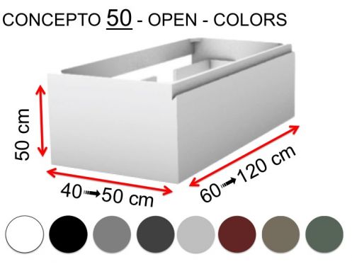 Custom bathroom cabinet, two drawers, height 50 cm, lacquer finish - EL CONCEPTO 50 Open Uni