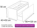 Custom bathroom cabinet, two drawers, height 50 cm, lacquer finish - EL CONCEPTO 50 Open Uni