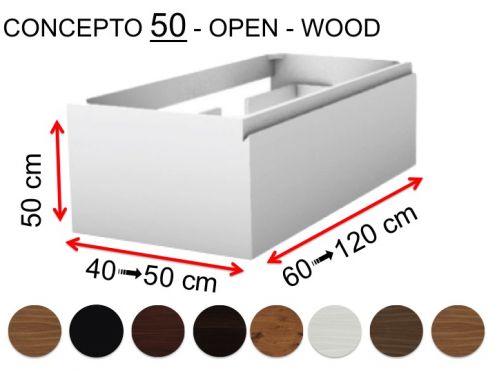 Custom bathroom cabinet, two drawers, height 50 cm, lacquer finish - EL CONCEPTO 50 Open Wood