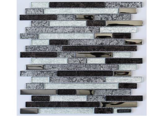 INES - 30 x 30 cm - Contemporary design mosaic, Shiny silver