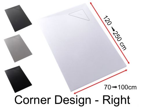 Shower tray, right angle drain - CORNER DESIGN RIGHT 120