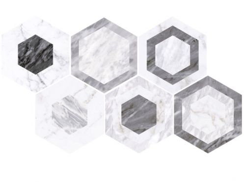Geo 17,5x20 cm - Floor tiles, hexagonal, carrara marble finish