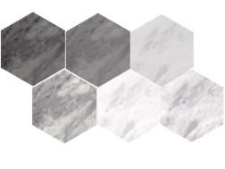 Hexagon Light / Dark 17,5x20 cm - Floor tiles, hexagonal, carrara marble finish