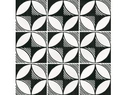 Compass B&W 20x20 cm - Tiles, cement tile look, black and white