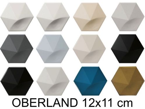 Oberland 12x11 cm - Wall tile, Hexagonal, 3D relief
