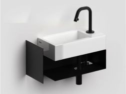 Hand basin, 18 x 36 cm, tap on the right, with black towel holder - FLUSH 3 RIGHT