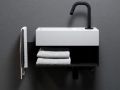 Hand basin, 18 x 36 cm, tap on the right, with black towel holder - FLUSH 3 RIGHT