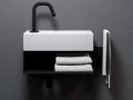 Hand basin, 18 x 36 cm, with black towel rail - FLUSH 3 LEFT