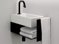 Hand basin, 18 x 36 cm, with black towel rail - FLUSH 3 LEFT
