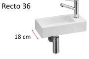 Rectangular ceramic hand basin, suspended - Recto 36 Benesan.