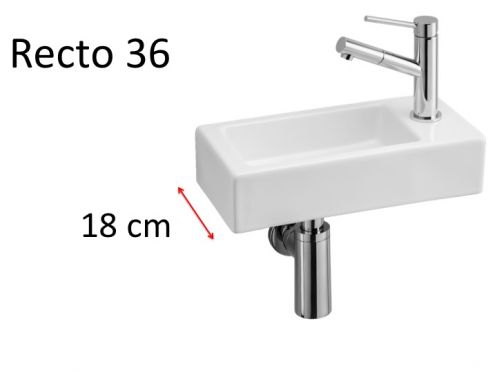 Rectangular ceramic hand basin, suspended - Recto 36 Benesan.