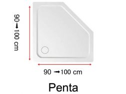 Shower tray, pentagonal, in enamelled steel - PENTA