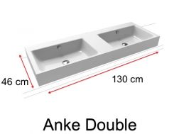 Double washbasin, wall or countertop, in enamelled steel - ANKE 120