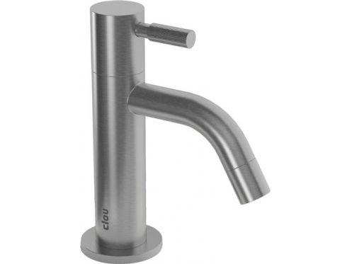 Cold water tap, brushed stainless steel, for washbasin - FREDDO TWO