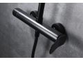 Matte black shower column, mixer tap, round  20 cm - LOGRONO NOIR