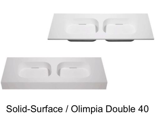 Design double washbasin, 50 x 100 cm, in Solid-Surface mineral resin - OLIMPIA 40 DOUBLE