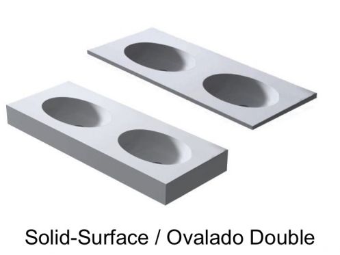 Double oval washbasin, 50 x 120 cm, in Solid-Surface mineral resin - DOUBLE OVALDO HYDRA