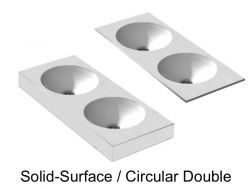Double round washbasin, 50 x 100 cm, in Solid-Surface mineral resin - DOUBLE CIRCULAR HYDRA