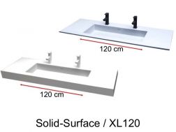 Countertop with double washbasin, 50 x 140 cm, in Solid-Surface mineral resin - XL120 RG