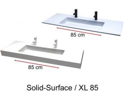 Washstand with double basin, 50 x 100 cm, in Solid-Surface mineral resin - XL85 RG