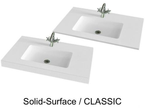 Countertop with integrated washbasin, 50 x 80 cm, in Solid-Surface mineral resin - CLASSIC RG