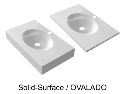 Countertop with integrated oval washbasin, 50 x 80 cm, in Solid-Surface mineral resin - OVALADO RG