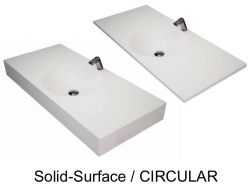 Countertop with integrated round basin, 50 x 80 cm, in Solid-Surface mineral resin - DOUBLE CIRCULAR RG