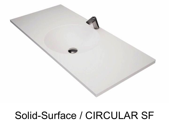 Countertop With Integrated Round Basin, Solid Surface Vanity Top With Integrated Sink