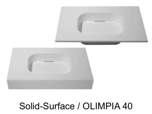 Design washbasin, 50 x 80 cm, in Solid-Surface mineral resin - OLIMPIA 40 RG
