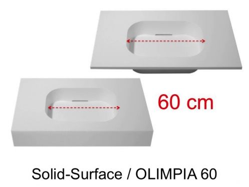 Design washbasin, 50 x 80 cm, in Solid-Surface mineral resin - OLIMPIA 60 RG