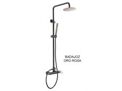 Matte black shower column, Mixer tap, Round ø 20 cm - BADAJOZ ORO ROSA