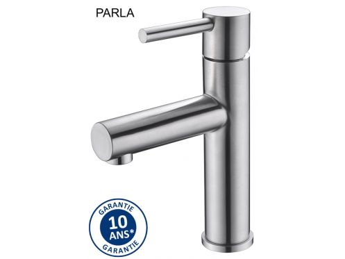 Brushed steel washbasin tap, mixer, height 188 mm - PARLA