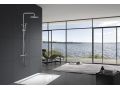 Shower column, in brushed steel, mixer tap, round  20 cm - PARLA