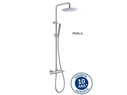 Shower column, in brushed steel, mixer tap, round ø 20 cm - PARLA