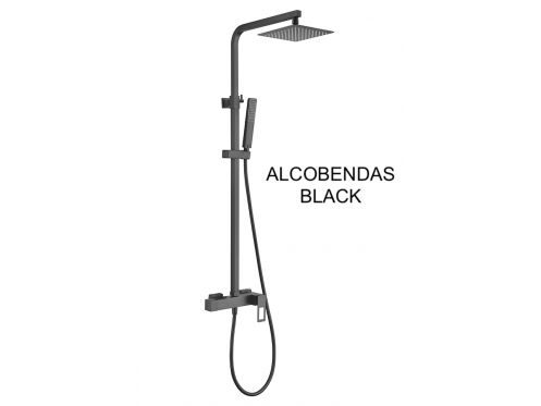 Shower column, mixer, cube style - ALCOBENDAS BLACK